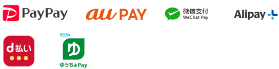 楽天ペイ、d払い、PayPay、メルペイ、auPAY、ゆうちょPay、Alipay+、UnionPay（銀聯）、WeChat Pay